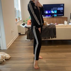 Black and white adidas tracksuit